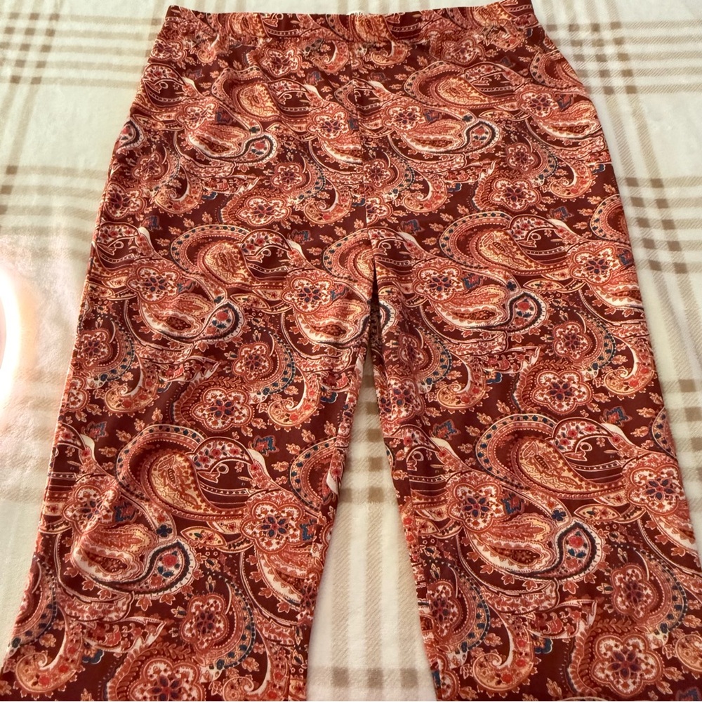 Natural Life Flare Pants Women’s Size XL Red Orange Paisley Print - Picture 4 of 13